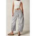 thumbnail image 4 of sicmoss Women's Grey Cotton Printed Mid Rise Baggy Barrel Jeans Wide Leg Y2K Patchwork with Pockets, 4 of 7
