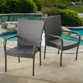 thumbnail image 2 of GDF Studio Ferndale Outdoor Wicker Stacking Dining Chairs, Set of 2, Gray, 2 of 6