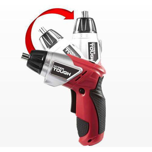 Hyper Tough 4V Max Lithium-ion Cordless Power Screwdriver 1/4 inch with Charger, Rotating Handle, LED Light, Magnetic Bit Holder & Bits