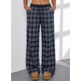 thumbnail image 6 of SHEWIN Womens Sweatpants Classic Plaid Straight Leg Trousers High Waist Baggy Workout Pants with Pockets, 6 of 7