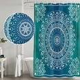 thumbnail image 6 of Teal Blue Boho Waterproof Fabric Shower Curtain,Retro White Rustic Flower Ethnic Pattern Waterproof Fabric Shower Curtain for Bathroom Curtains Bathtubs Shower Curtains with 12 Hooks Standard 66x72, 6 of 7
