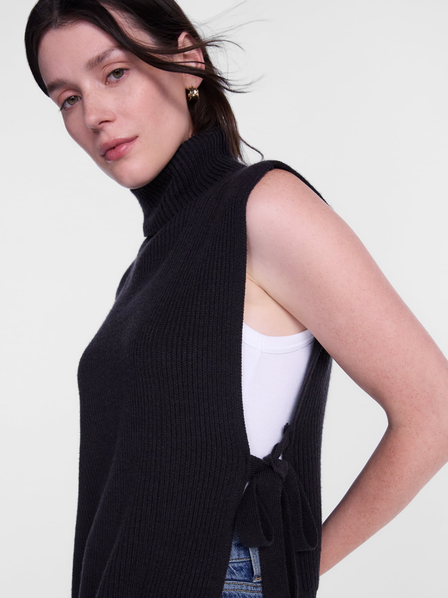 Scenario Women's Turtleneck Sweater Vest, Lightweight, Sizes S-XXXL