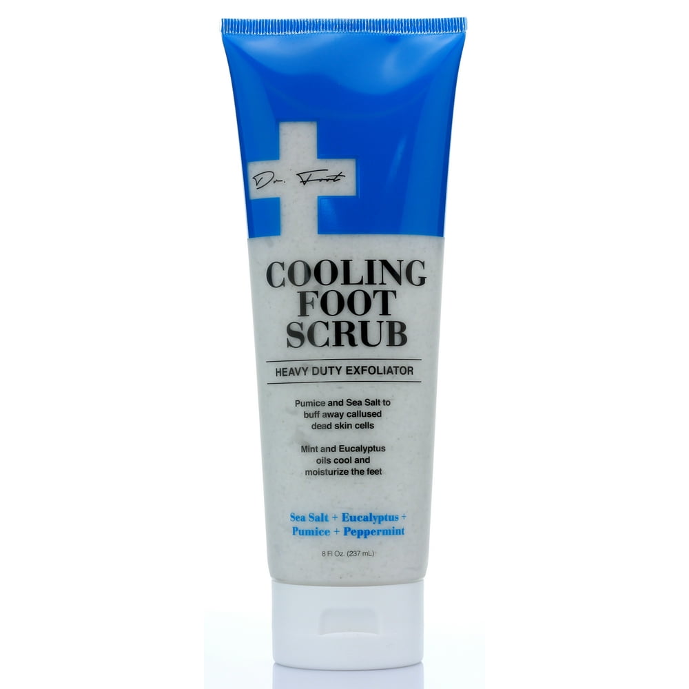 Dr. Foot Cooling Foot Scrub Heavy Duty Exfoliator Cream for Feet. Sea Salt Scrub for Calluses