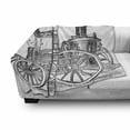 thumbnail image 3 of Steam Engine Soft Flannel Fleece Throw Blanket, Old Fireman Truck Drawing Effect Picture British Antique Transport, Cozy Plush for Indoor and Outdoor Use, 60" x 80", Charcoal Grey White, by Ambesonne, 3 of 6