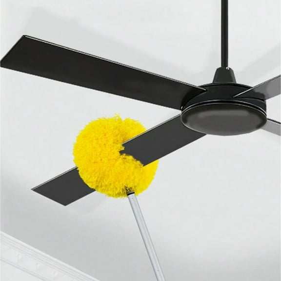 Ceiling Fan Cleaner Dusters With Extension Pole, Dust Removal Brush, Removable And Washable Microfiber Ceiling And Fan Duster, Ceiling Fan Duster For High Ceilings, Fans, Furniture, Car, Yellow