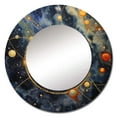 thumbnail image 2 of Designart "Blue Yellow Galactic Universe Celestial Beauty" Comets Blue Large Round Mirror - Round Mirror Wall Décor - Modern Round Printed Mirror 23" x 23" Inch, 2 of 5