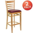 thumbnail image 2 of Flash Furniture 2 Pk. HERCULES Series Ladder Back Natural Wood Restaurant Barstool - Burgundy Vinyl Seat, 2 of 7