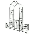 thumbnail image 3 of Metal Garden Arch with Door and Plant Box, Garden Trellis, Outdoor Lawn Climbing Plants, Support Rose Vine Plants, Suitable for Wedding Arch, Party Decoration，86.6"H Blak, 3 of 8
