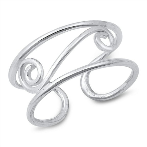 Sterling Silver Plain Double Spirals Adjustable Ring Size 7