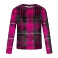 thumbnail image 3 of Zylanna Men's T-Shirts Tee, Long Sleeve Stretchy Crew Neck Plaid Casual Tops for Man Hot Pink, 3 of 4