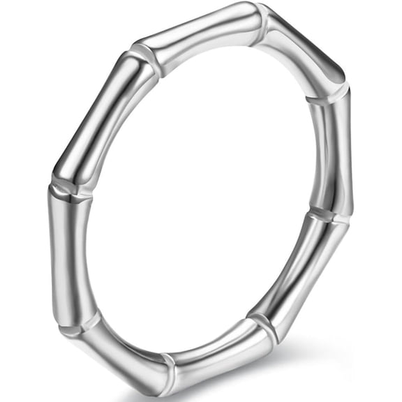 3mm Stainless Steel Classic Plain Bamboo Style Stackable Wedding Band Ring