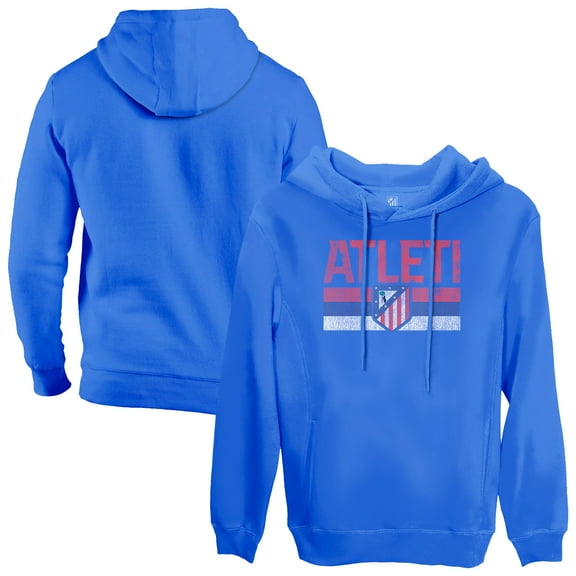 Men's 1863FC  Blue Atletico de Madrid Retro Stripes Fleece Pullover Hoodie