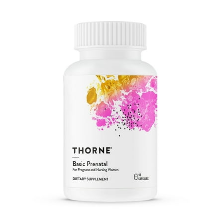 THORNE - Basic Prenatal - Well-Researched Folate Multi for Pregnant and Nursing Women includes 18 Vitamins and Minerals, plus Choline - 90 Capsules - 30 servings