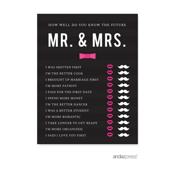 How Well Do You Know The Future Mr./Mrs.?  Modern Black and White Stripes Wedding Bridal Shower Game Cards, 20-Pack