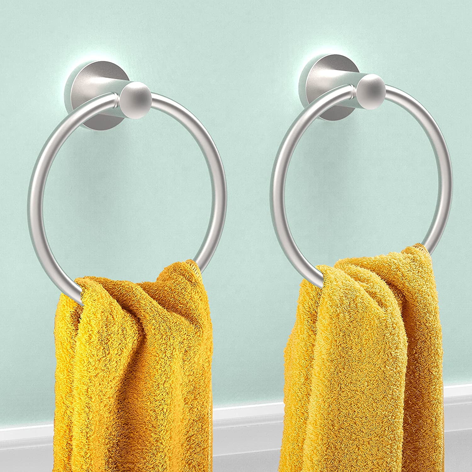 2Pack Rustproof Minimalist Towel Ring, Dishcloth Holder for Kitchen