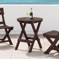 thumbnail image 2 of SSyao HDPE Outdoor Folding Dining Table, 24.5 Inch Round Portable Patio Table, All-Weather Bistro Table for Garden, Balcony, Deck, Porch, or Backyard, Dark Brown, 2 of 10