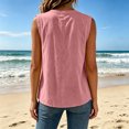 thumbnail image 3 of WRFWUL Womens Cotton Linen Tank Tops Crewneck Sleeveless Double Pocket Blouses Casual Loose Fit Summer Beach Vacation Shirts, 3 of 7