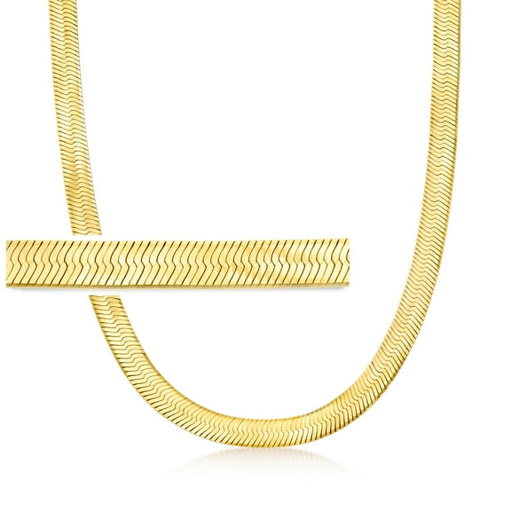 Ross-Simons Italian 8mm 18kt Gold Over Sterling Herringbone Necklace, Women's, Adult