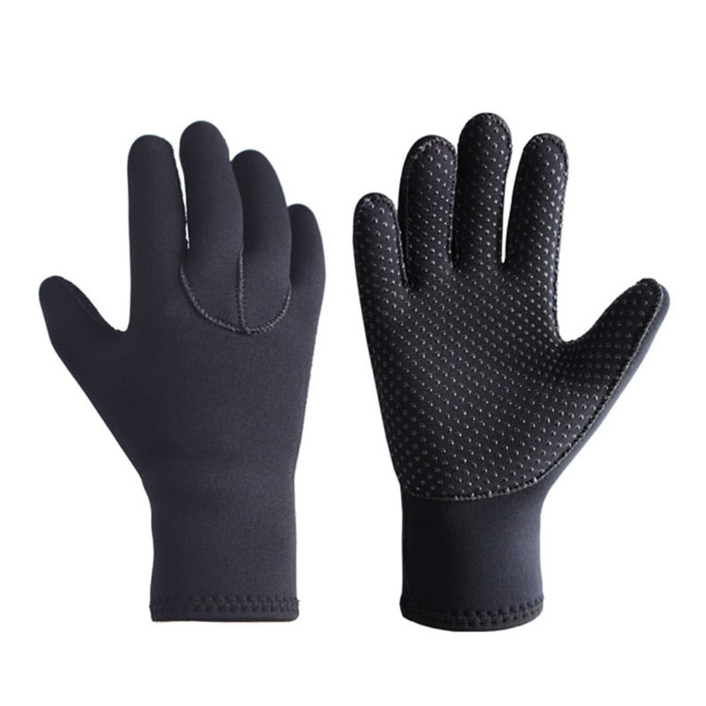 HIAKDOFT 1Pair Neoprene Diving Gloves for Fishing with Anti Scratch Non Slip Black Water Sports Gear