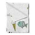 thumbnail image 2 of Nautical Soft Flannel Fleece Throw Blanket, Marine Elements Fish Lighthouse Anchor Vessel Swimsuit Gulls Life Print, Cozy Plush for Indoor and Outdoor Use, 70" x 90", Pale Green Yellow, by Ambesonne, 2 of 5