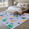 thumbnail image 5 of 8x10 Washable Area Rug, Green Dinosaur Non-Slip Extra Large Rectangle Rug for Living Room Bedroom, Cartoon Blue Animal Sun Cloud Purple Background Indoor Floor Mat for Home Decor, 5 of 9