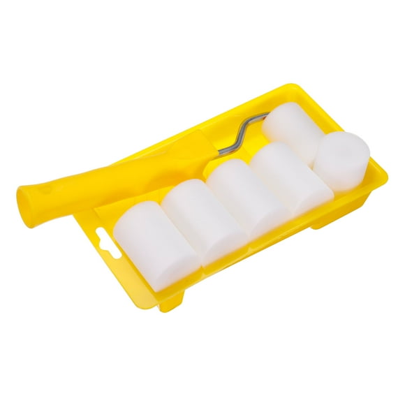 Unique Bargains Paint Roller Kit, 2Inch White Water-Based Foam Paint Rollers, Tray, 20cm Frame 8 Pack