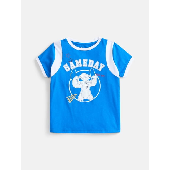 Stitch Girls Graphic Game Day Tee with Short Sleeves, Sizes 4-16