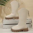 thumbnail image 6 of Xiaoxatg Girls Boots Girls Boots Winter Warm Lined Long Boots for Kids Toddler Girls Casual High Knee Non- Durable Design 8.5-9 Years Beige, 6 of 7