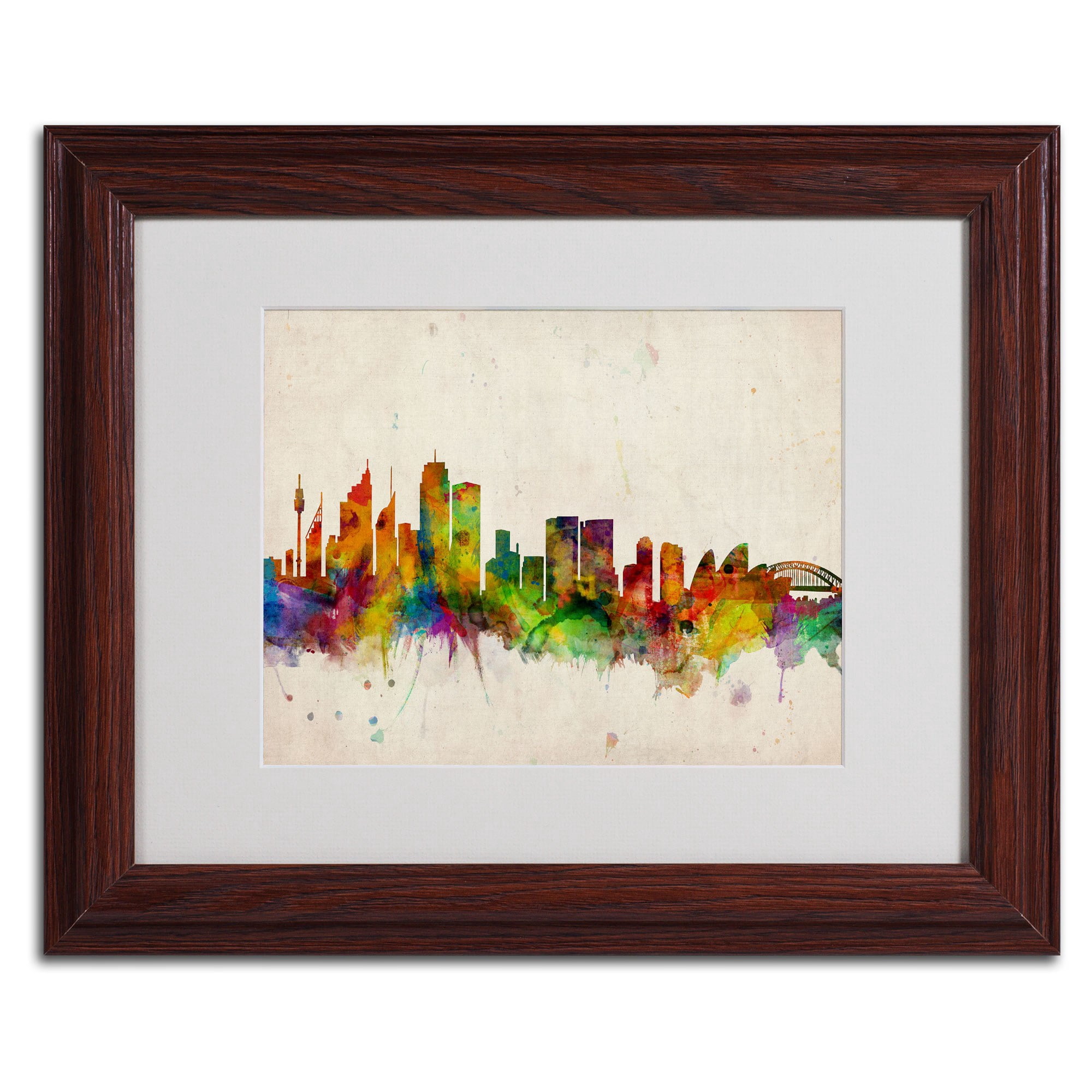 Michael Tompsett 'Sydney Skyline' Matted Framed Art - 16x20 Inches - Wood Frame (MT0190-W1620MF)