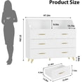 thumbnail image 4 of Ourlova Commode à 6 Tiroirs de 47 Pouces Noire Éclairée avec Station de Recharge et Tablette de Rangement, Armoire à Tiroirs Moderne en Bois pour Chambre et Salon, 4 of 7