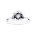 thumbnail image 3 of Flower Petite Dainty Thumb Ring Round Lab Created Opal Ring Oxidized 925 Sterling Silver size 8, 3 of 5