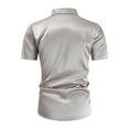 thumbnail image 4 of Mens Satin Shirts Short Sleeve Button-Down Collared Tshirts Shirt Trendy Solid Color Shiny Nightclub Party Dance Tees Tops Summer, 4 of 7