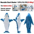 thumbnail image 2 of Pijama de tiburón de dibujos animados para niños y padres, traje de juego con capucha, manta de franela cálida, ropa de casa divertida para fiesta de sueño, novedad Fivean unisex, 2 of 2