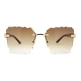 thumbnail image 2 of Womens Luxury Rimless Beveled OG Plastic Wood Buff Arm Metal Sunglasses Gold Tortoise - Brown, 2 of 4