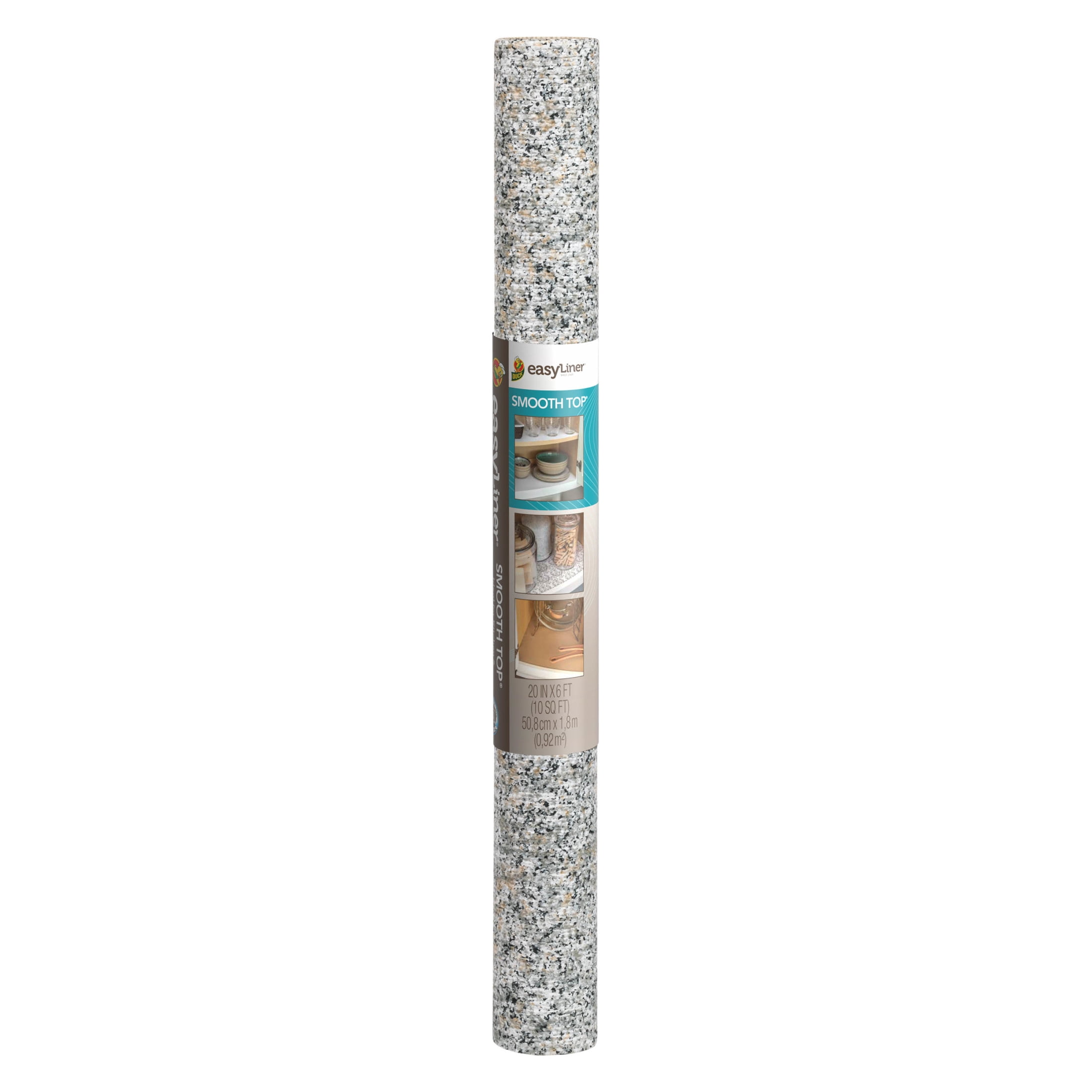 (2 pack) Smooth Top EasyLiner Shelf Liner, Grey Granite 20" x 6' Roll