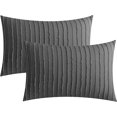 thumbnail image 1 of CZCPP-Taies d'Oreiller Taille Très Grand Gris Foncé 2 Pack Boho Rayé Housses de Coussin 20x36 Po Polyester Enveloppe Taies d'Oreiller Tufté Bohème Texturé (Oreillers Non Inclus), 1 of 4