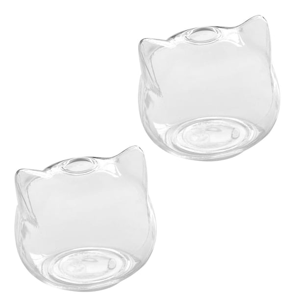 2 piezas del gato lindo en forma de florero de cristal florero terrario hidropónico decoración