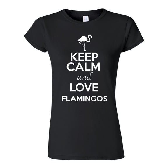 Junior Keep Calm And Love Flamingos Bird Animal Lover T-Shirt Tee