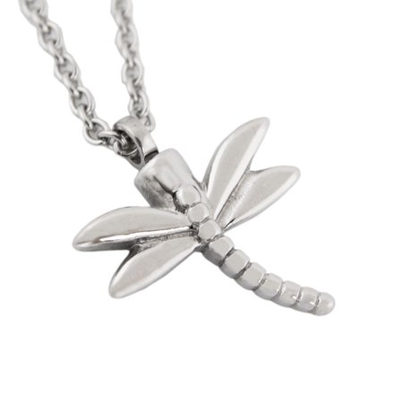 - Stainless Steel Memorial Keepsake Necklace For Loss Of Loved One - Extra Small 1 Pounds - Silver Dragonfly