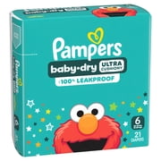Pampers Baby Dry Ultra Cushiony Diapers, Size 6 (23-44 lbs), 21 Count, Up to 100% leakproof disposable diaper