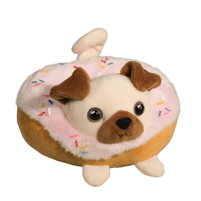 Macarrones de peluche Douglas Pug Donut con forma de animal de peluche, 13 cm