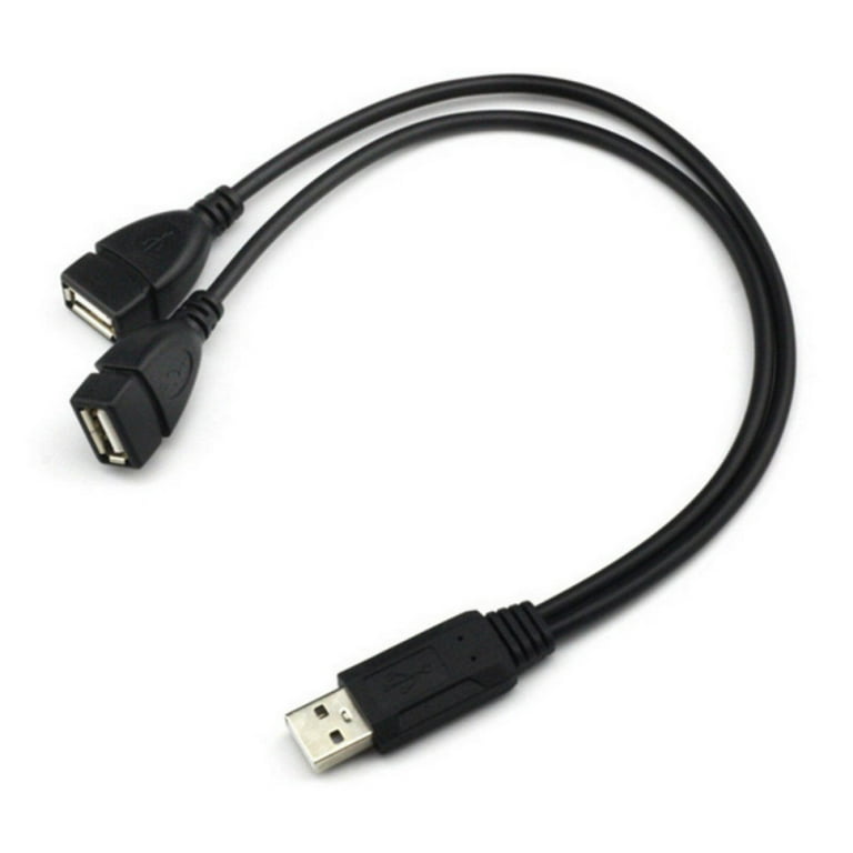 1-to-2 Port USB 2.0 Male USB Dual Splitter Hub Cord Adapter Converter White