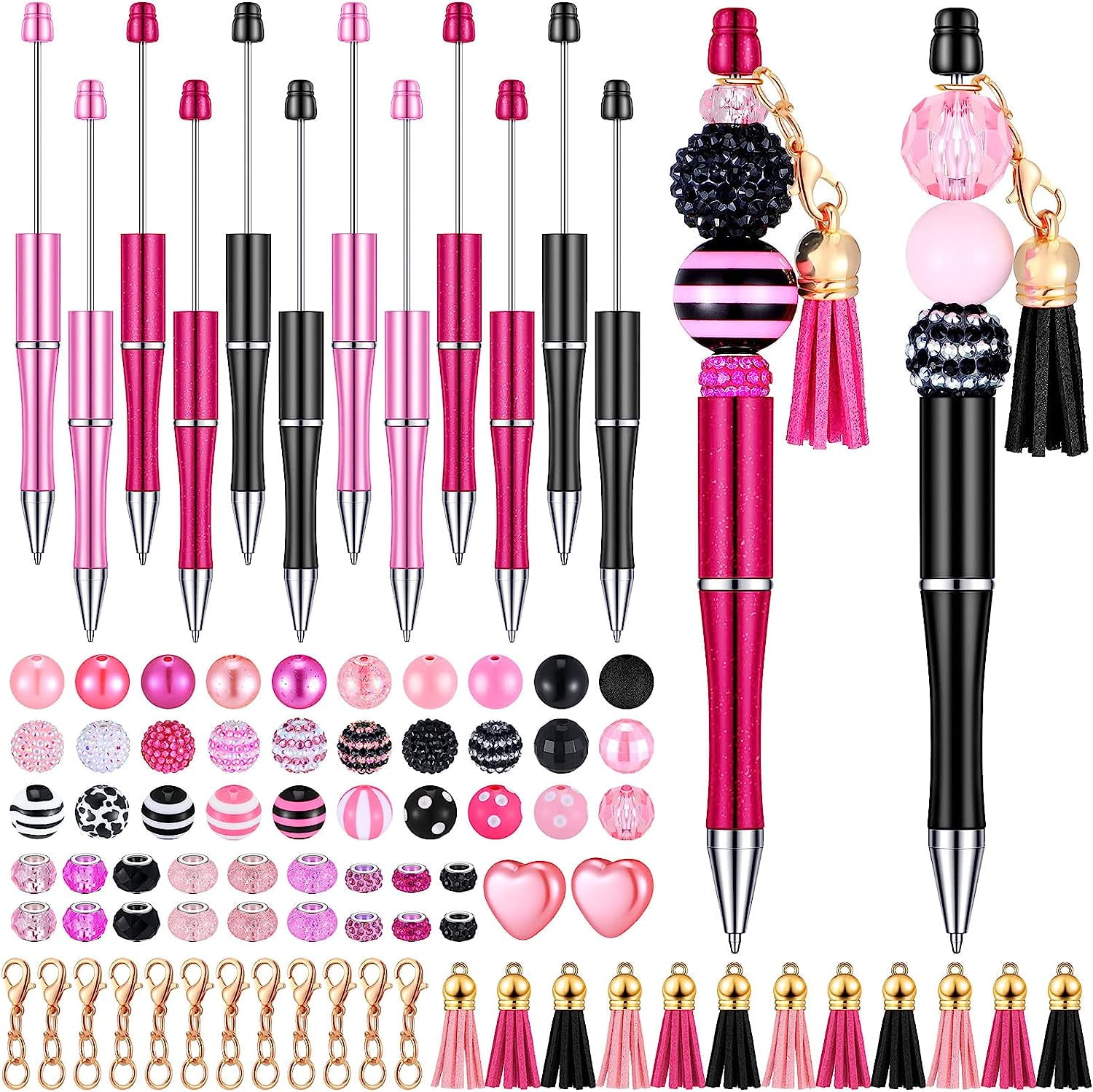 13 Pieces Metal Beadable Pens For Diy Ppl Beads Pens Ballpoint Pen Ball Pen  With Shaft Black Ink Rollerball Pen For Kids Students Presents Office  Classroom School Supplies 