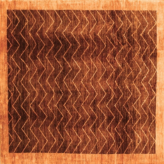 Ahgly Company Indoor Square Abstract Orange Contemporary Area Rugs, 8' Square