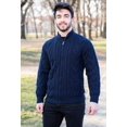 thumbnail image 2 of SAOL 100% Merino Wool Cable Knit Zip Cardigan Sweater with Pockets Men's Winter Warm Irish Fisherman Pullover, 2 of 5