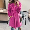 thumbnail image 2 of Lyinloo Womens Ladies Solid Warm Faux Coat Jacket Winter Turn Down Collar Outerwear Hot Pink XL, 2 of 5