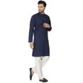 thumbnail image 4 of SKAVIJ Ensemble Kurta Pyjama Homme Coton Manches Longues Soirée Yoga Robe Blue S, 4 of 6