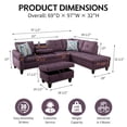 thumbnail image 2 of Aukfa 3 Piece Sectional Sofa, Living Room Couch with Storage Ottoman&Cup Holder, Linen, Right Hand, Purple, 2 of 8