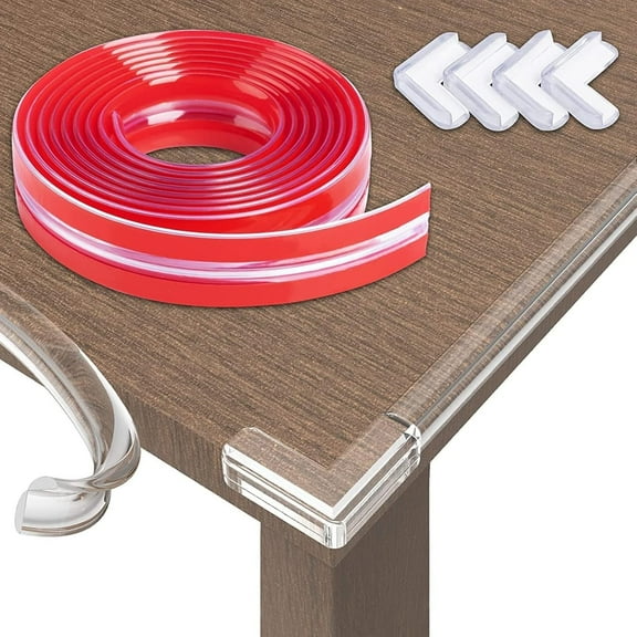 Baby Proofing, Edge Protector Strip Clear, Silicone Soft Corner Protectors with Upgraded Pre-Taped Strong Adhesive, 6.6ft Edge Protectors for