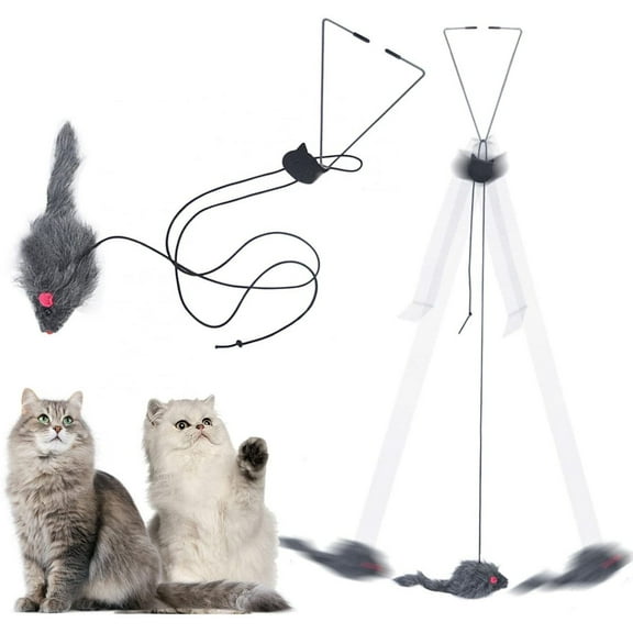 Darzheoy Self Play Hanging Door Cat Mouse Toys for Indoor Cats Kitten, Interactive Cat Mice Toys for Hunting Exercising Eliminating Boredom, for All Breeds
